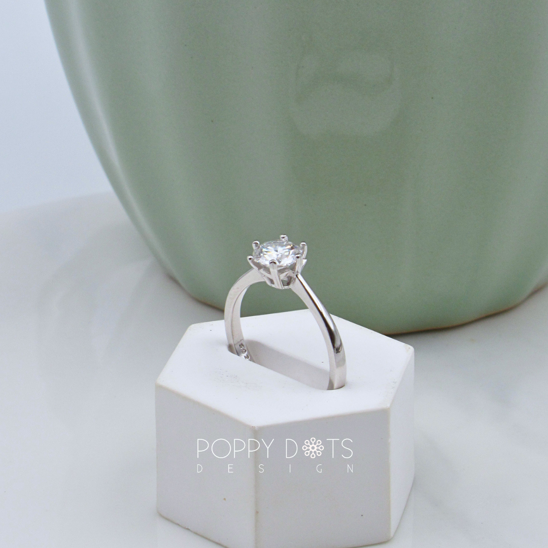 Sterling Silver 1ct Moissanite Solitaire Ring
