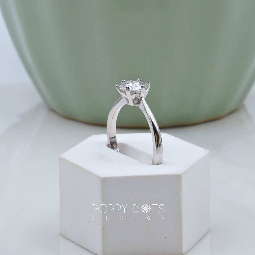 Sterling Silver 1ct Moissanite Solitaire Ring