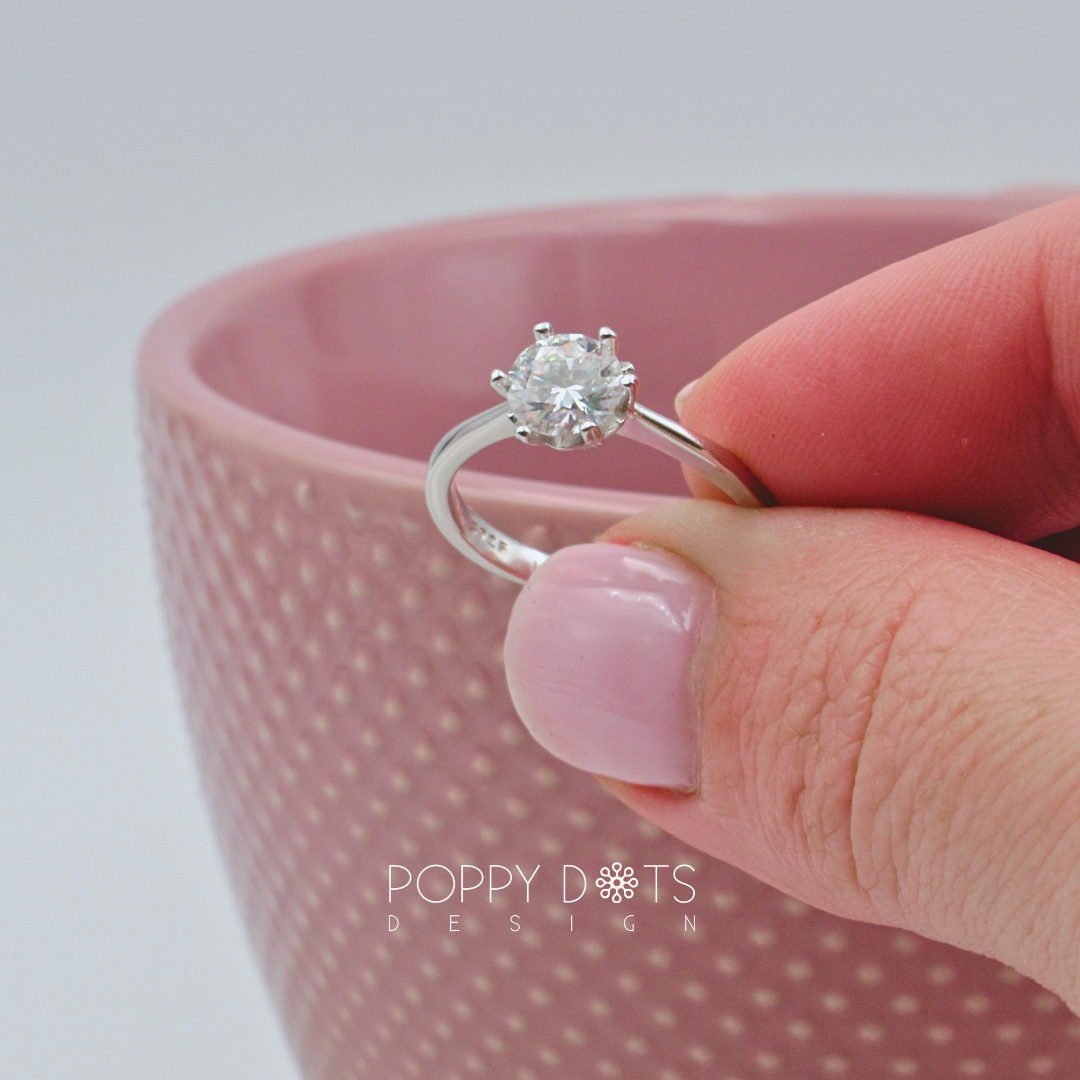 Sterling Silver 1ct Moissanite Solitaire Ring