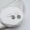 Sterling Silver Patterned Square Blue Topaz Earrings