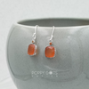 Sterling Silver Square Faceted Carnelian Earrings