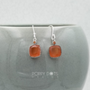 Sterling Silver Square Faceted Carnelian Earrings
