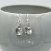 Sterling Silver Square Faceted Green Amethyst Earrings