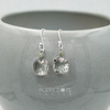 Load image into Gallery viewer, Sterling Silver Square Faceted Green Amethyst Earrings