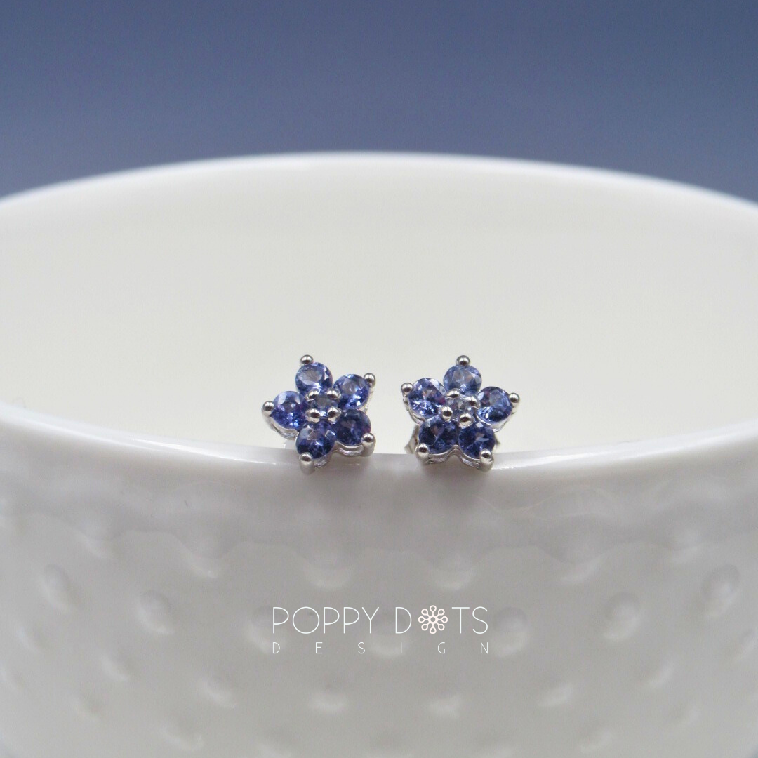 Sterling Silver Tanzanite Daisy Studs