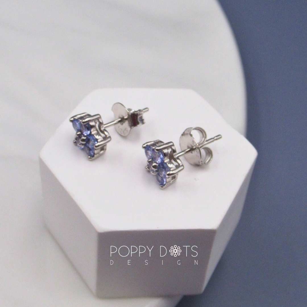 Sterling Silver Tanzanite Daisy Studs