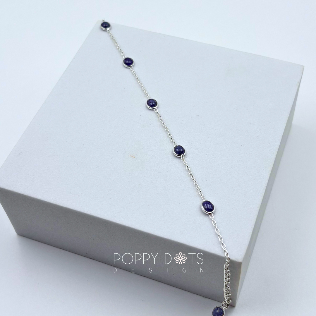 Sterling Silver Dainty Oval Tanzanite Bracelet