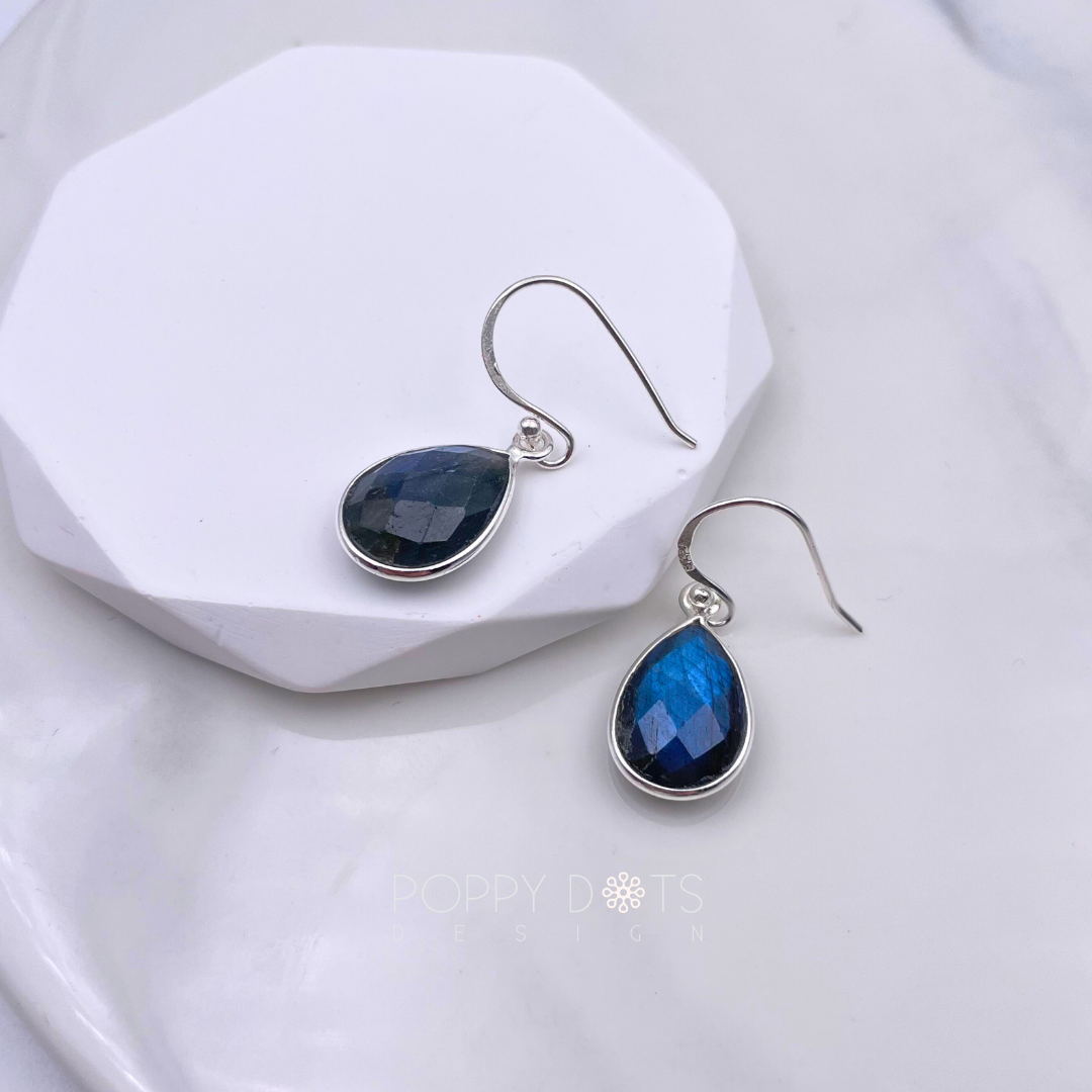 Sterling Silver Teardrop Labradorite Earrings