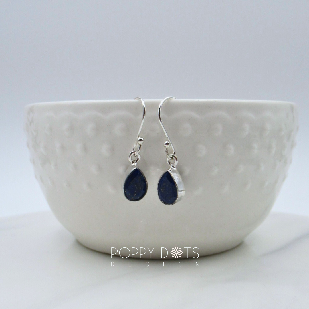 Sterling Silver Teardrop Lapis Lazuli Earrings