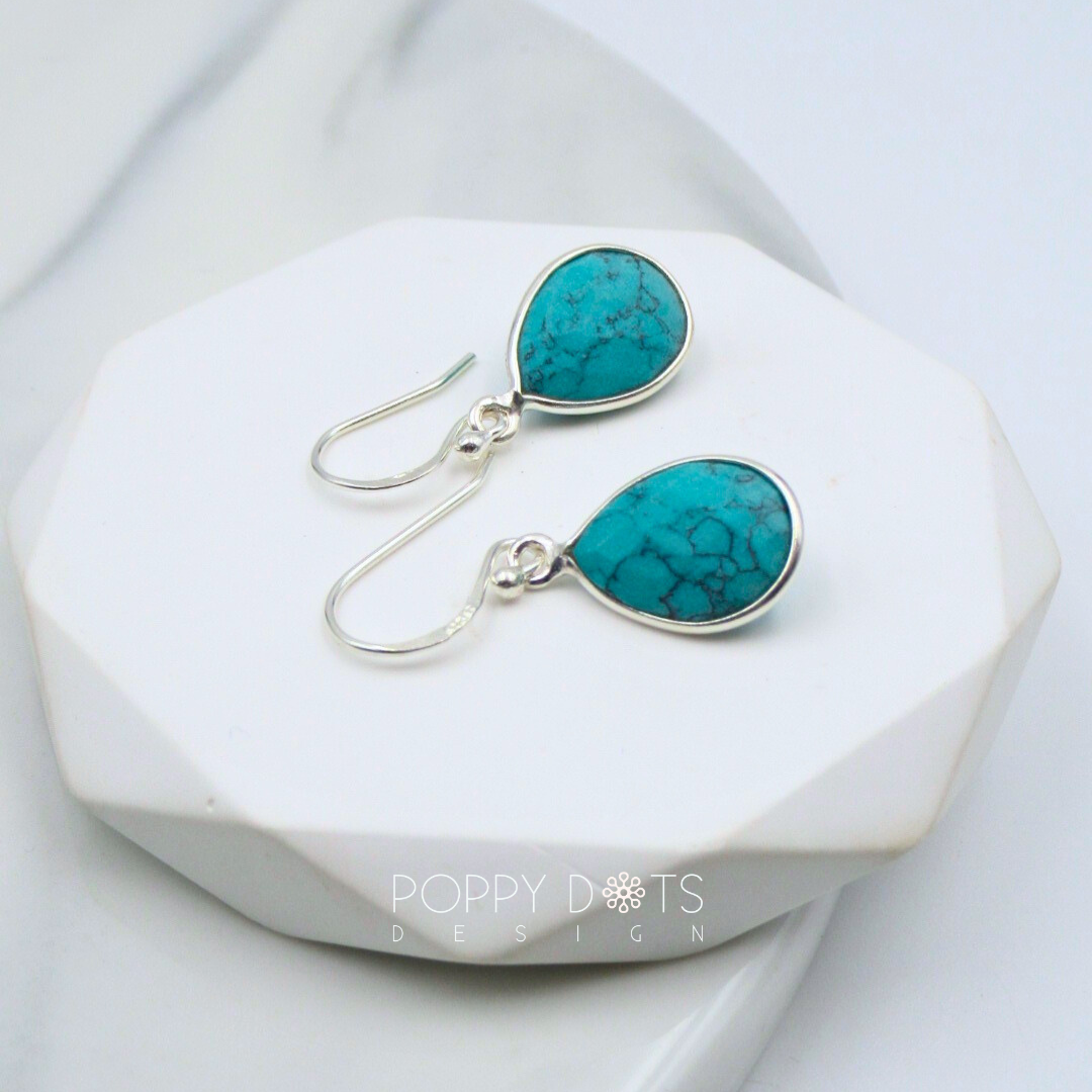 Sterling Silver Teardrop Turquoise Earrings