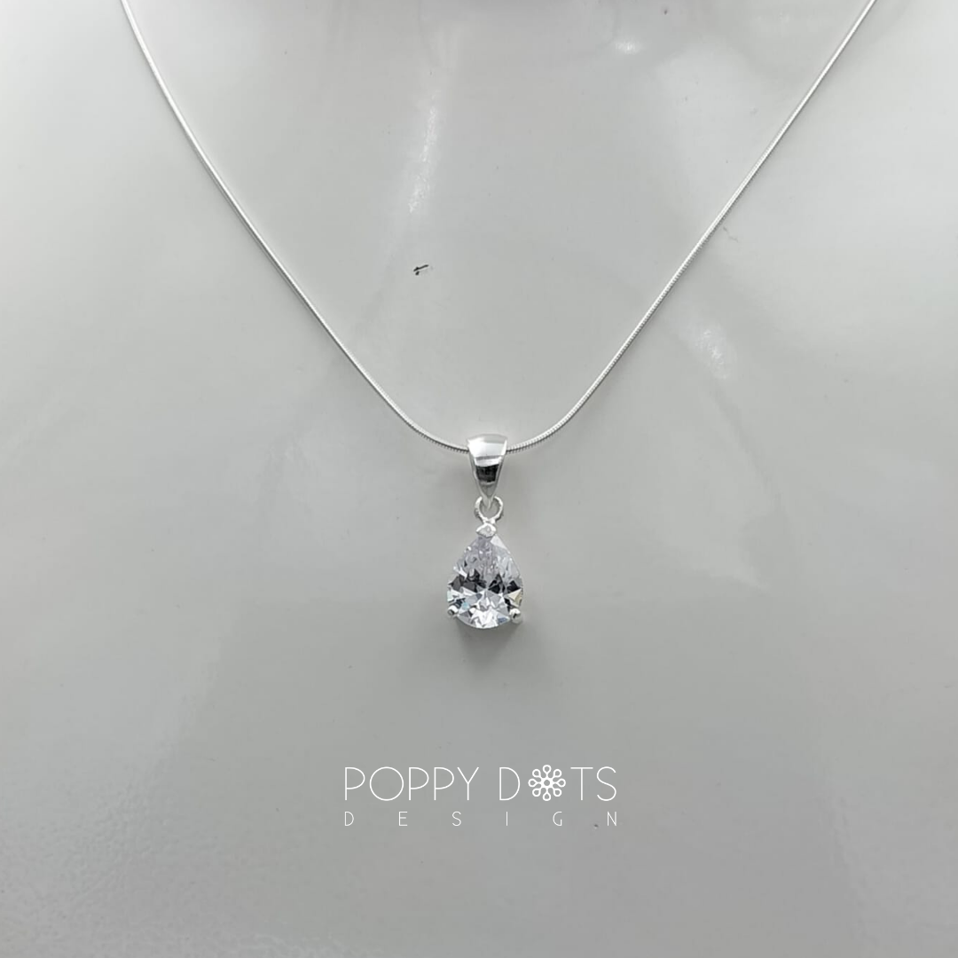 Sterling Silver Zirconia Teardrop Pendant