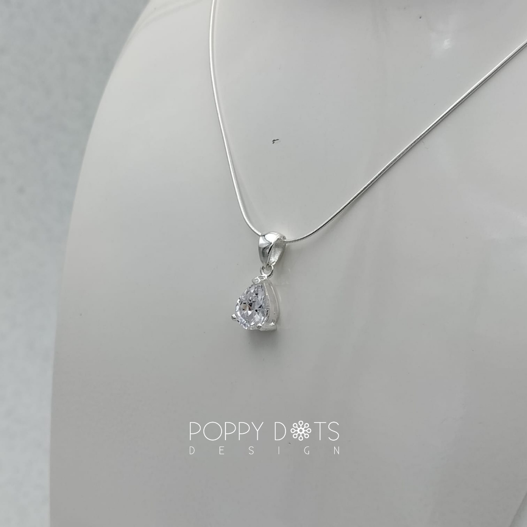 Sterling Silver Zirconia Teardrop Pendant