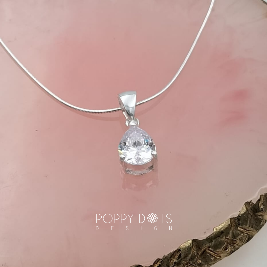 Sterling Silver Zirconia Teardrop Pendant