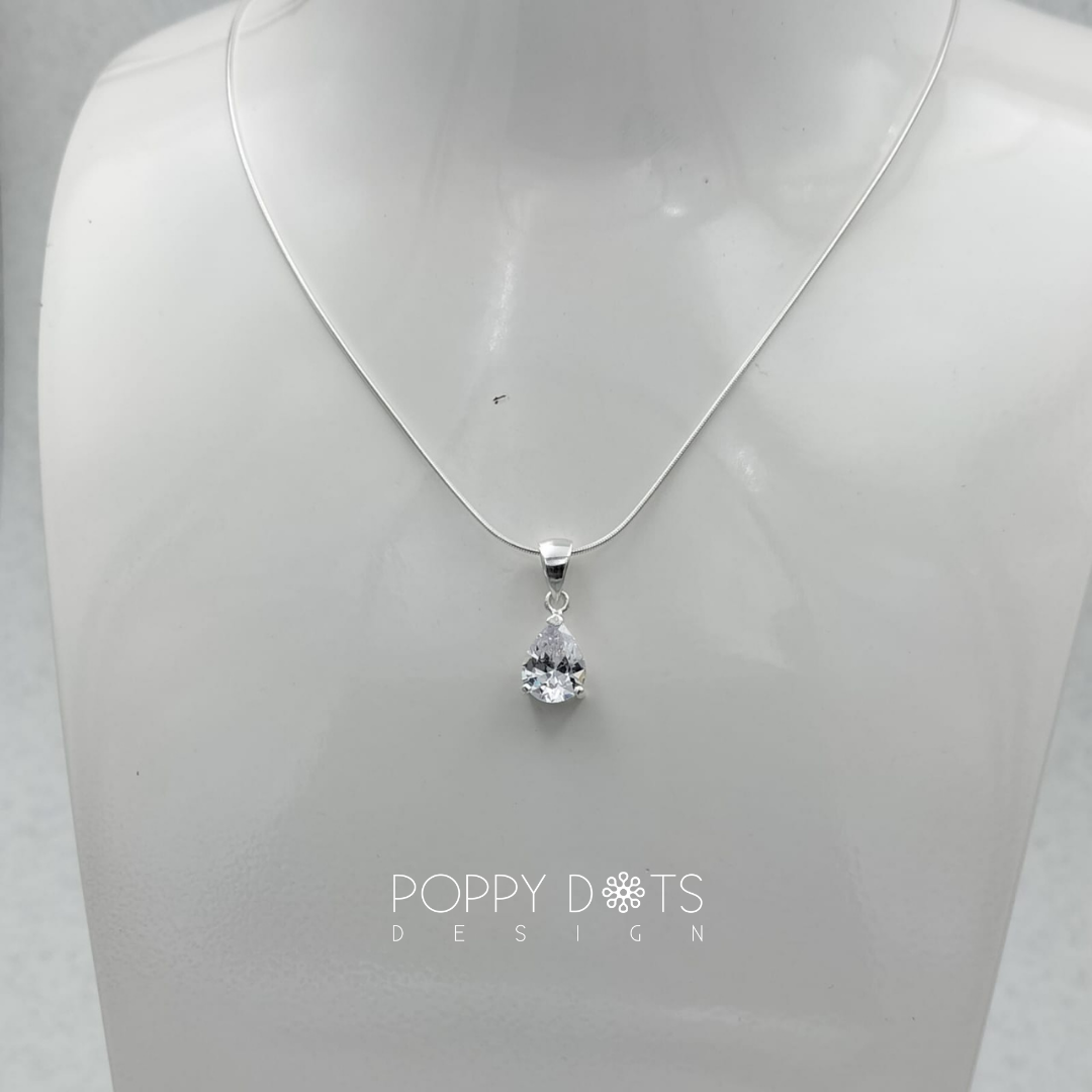 Sterling Silver Zirconia Teardrop Pendant