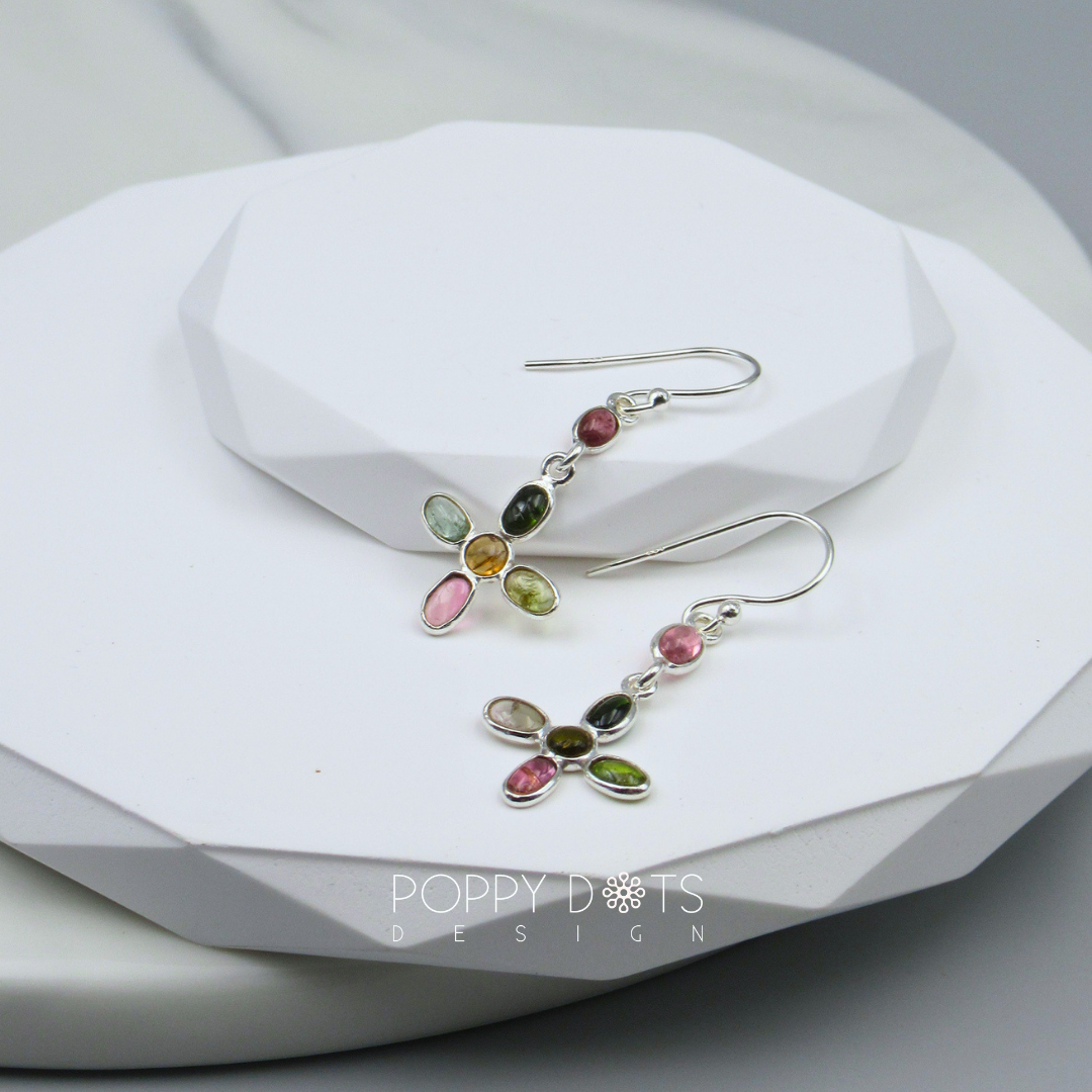 Sterling Silver Star Tourmaline Earrings
