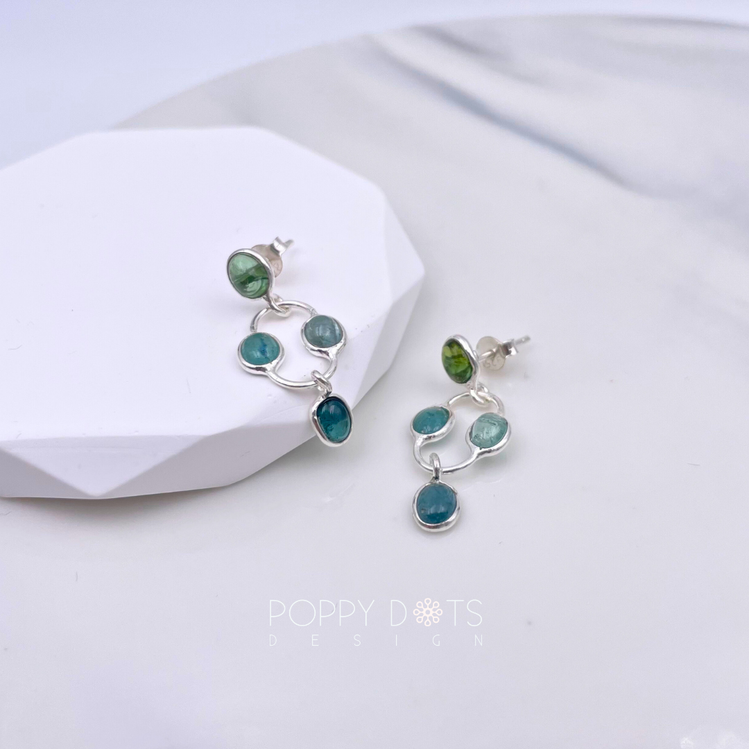 Sterling Silver Green Tourmaline Stud Earrings