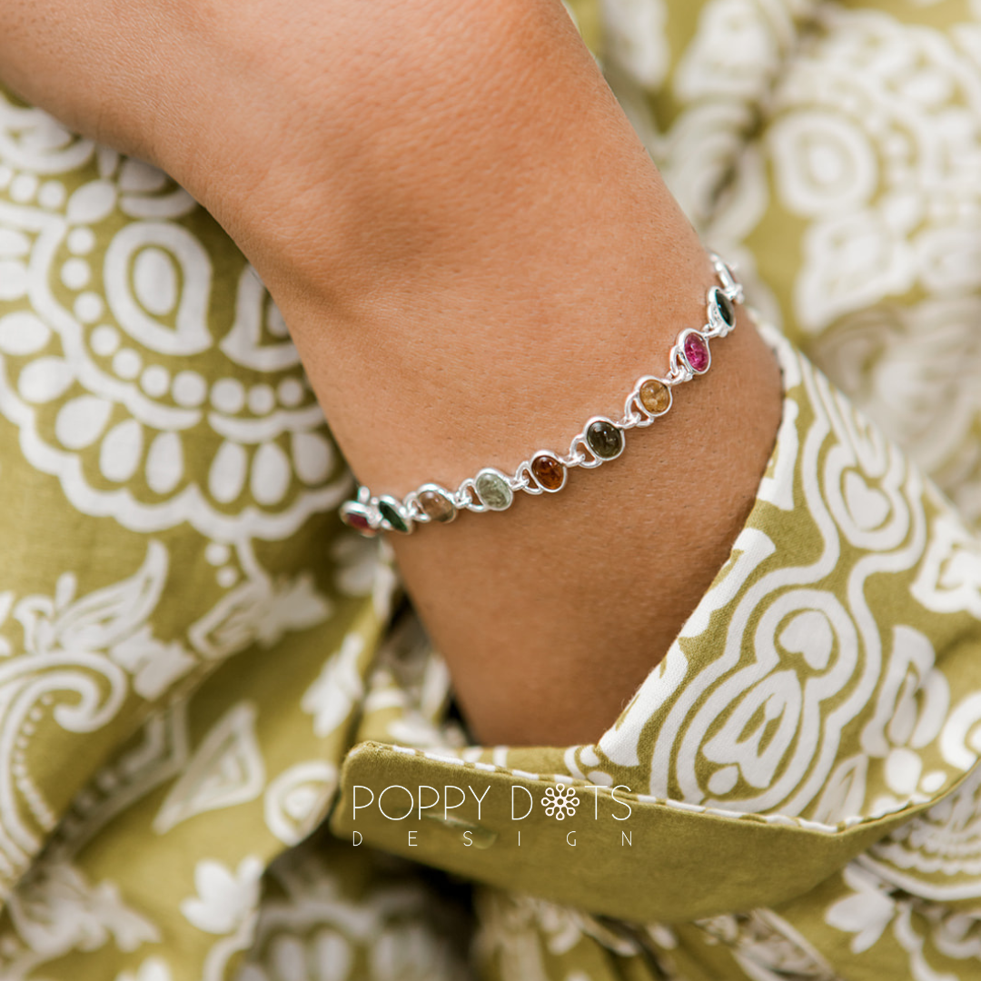 Sterling Silver Oval Tourmaline Bracelet