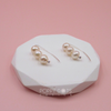 Sterling Silver Triple Pearl V-Hook Earrings