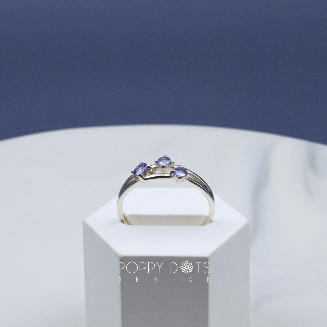 Sterling Silver Triple Tanzanite Ring