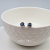 Sterling Silver Tube Set Round Sapphire Studs