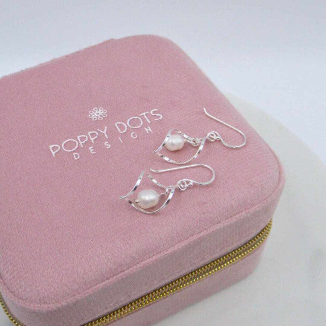 Sterling Silver Twisted Freshwater Pearl Earrings