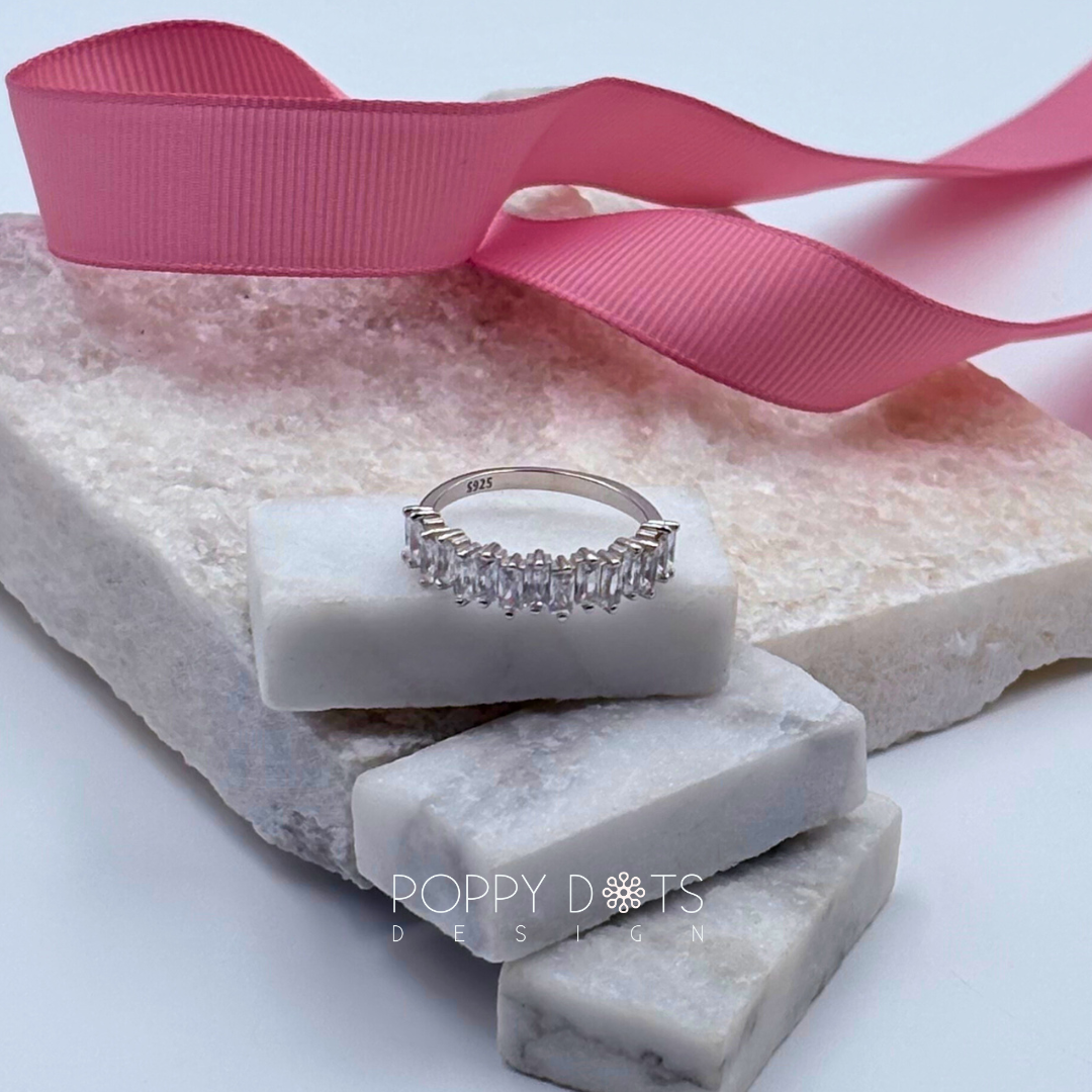 Sterling Silver Zirconia Baguette Ring