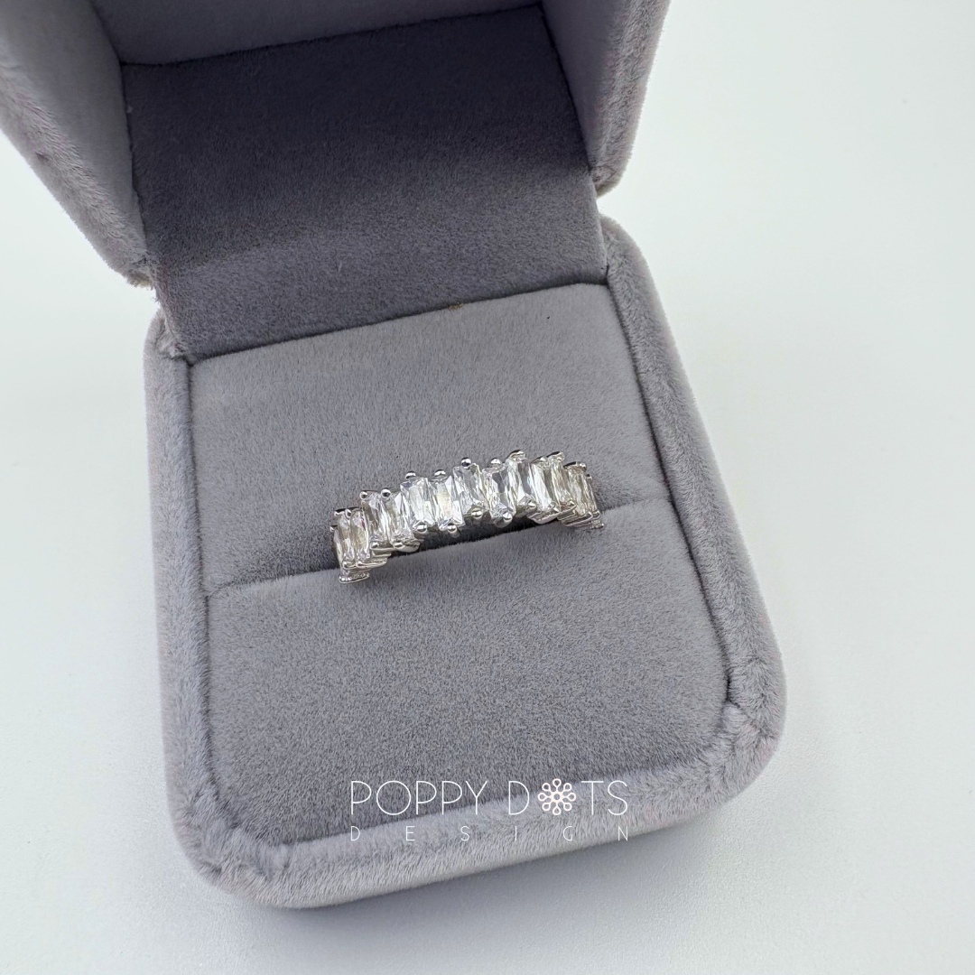 Sterling Silver Zirconia Baguette Ring