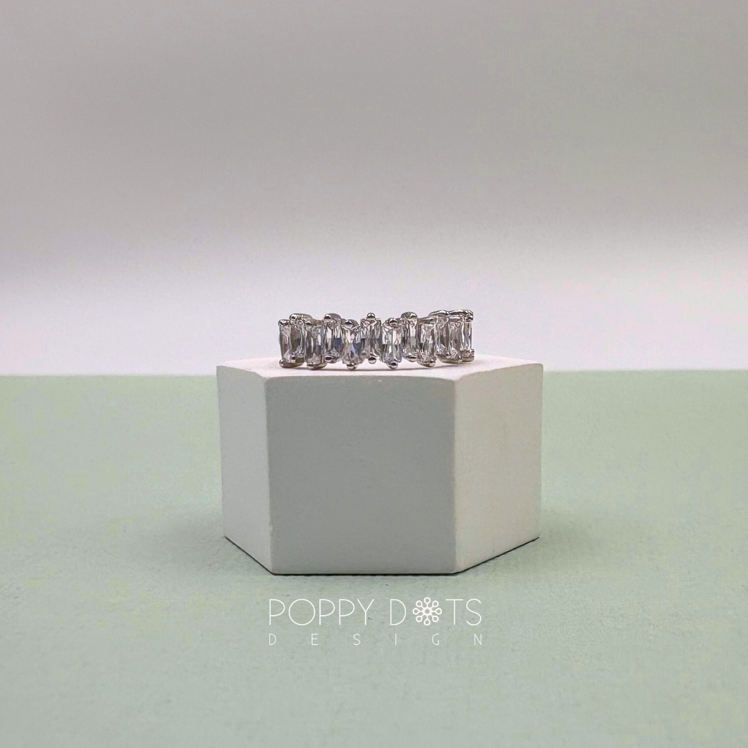 Sterling Silver Zirconia Baguette Ring