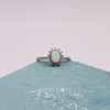 Sterling Silver Zirconia Halo Oval White Gilson Opal Ring