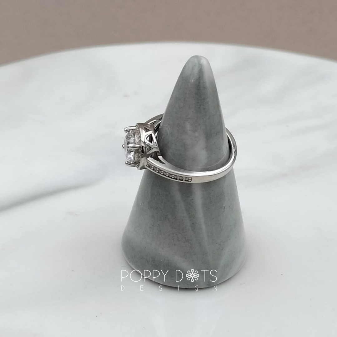 Sterling Silver Round Halo Zirconia Ring