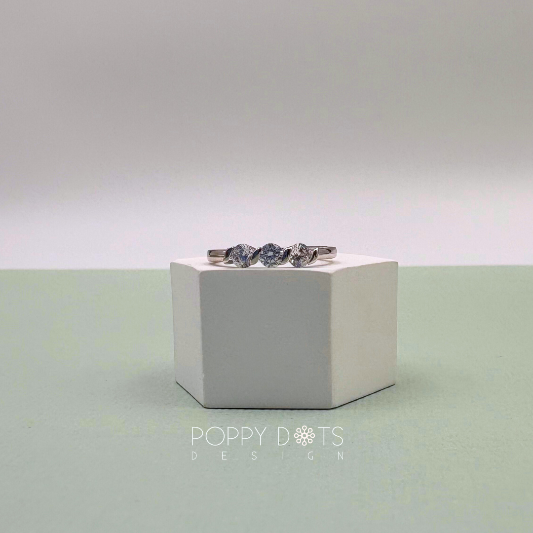 Sterling Silver Zirconia Triple Round Ring