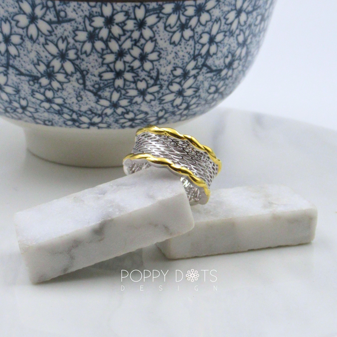 Sterling Silver & Gold Lace Ring