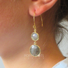 Sterling Silver Gold Plated Round Labradorite Earrings
