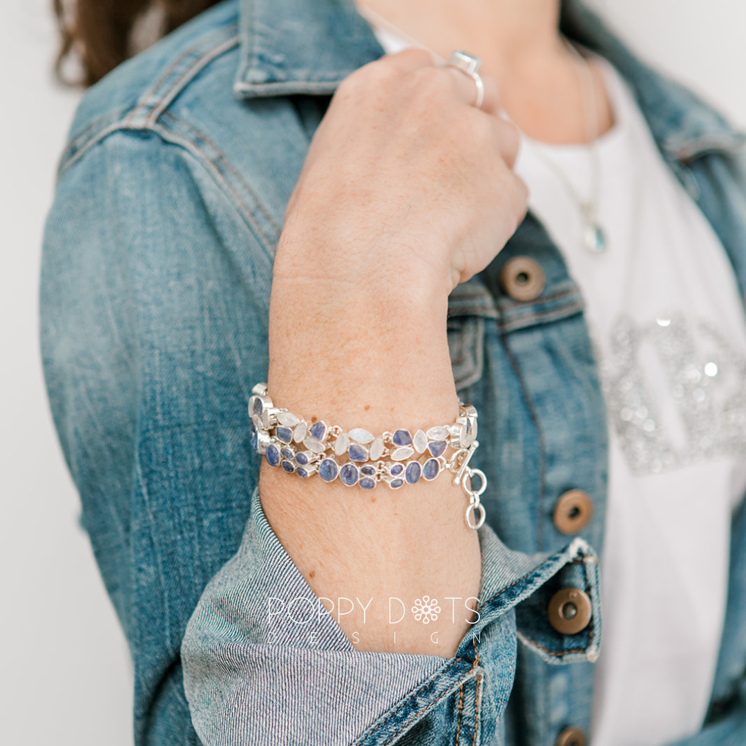 Deluxe Sterling Silver Tanzanite and Moonstone Bracelet