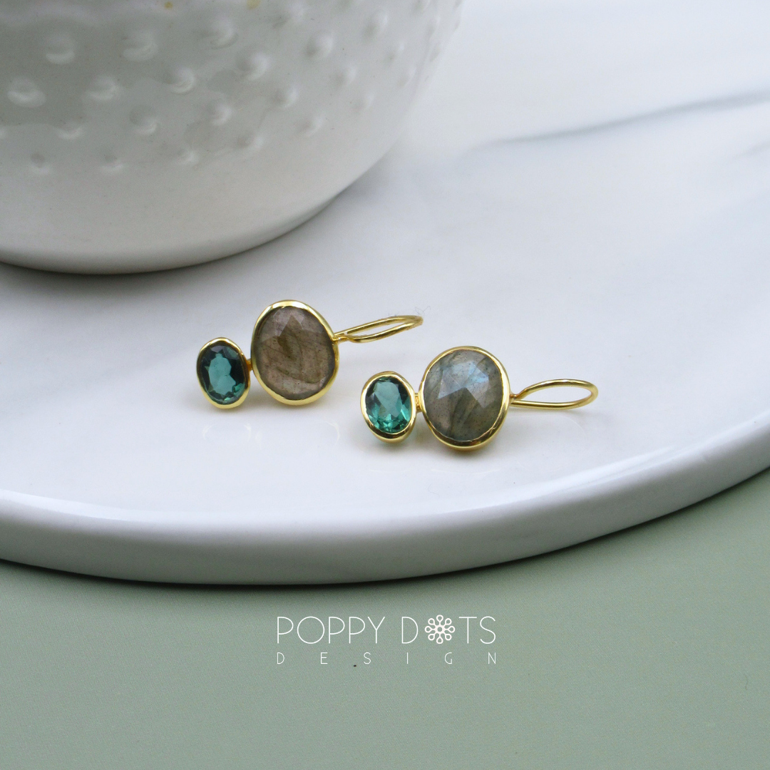 The Baroness: Labradorite & Green Tourmaline Gold-Plated Sterling Silver Earrings