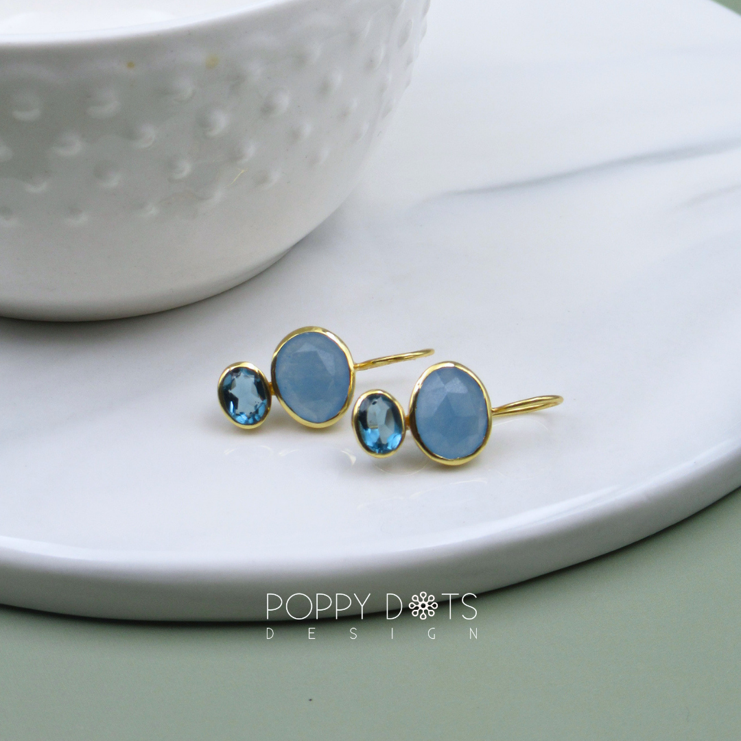 The Princess: Blue Onyx & Blue Topaz Gold-Plated Sterling Silver Earrings
