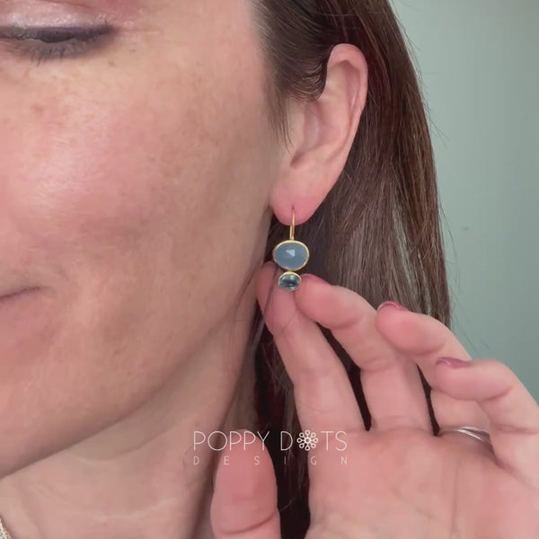 The Princess: Blue Onyx & Blue Topaz Gold-Plated Sterling Silver Earrings