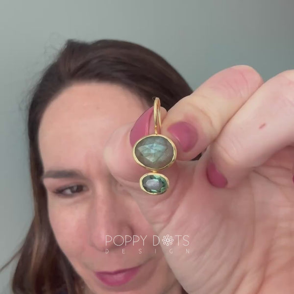 The Baroness: Labradorite & Green Tourmaline Gold-Plated Sterling Silver Earrings