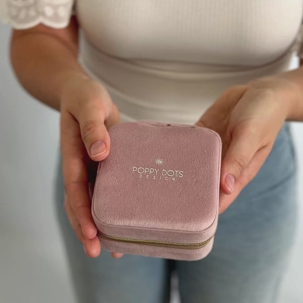 Poppy Dots Velvet Jewellery Travel Case | Sterling Silver Storage Box
