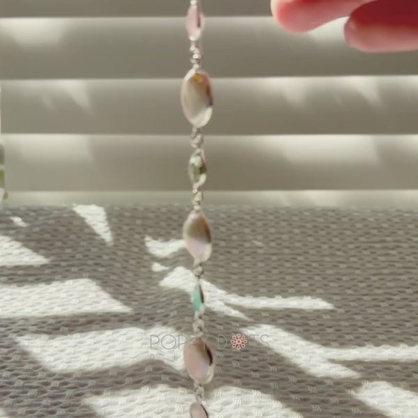 Sterling Silver Coin Pearl, Rose Quartz, Blue Onyx and Green Amethyst Bracelet