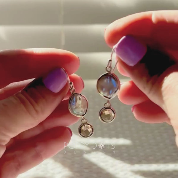 Luxurious Sterling Silver Coin Pearl Smokey Quartz Earrings