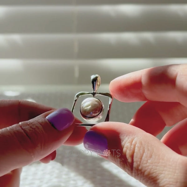 Exclusive Sterling Silver Modern Coin Pearl Pendant