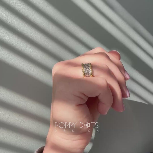 Sterling Silver & Gold Lace Ring