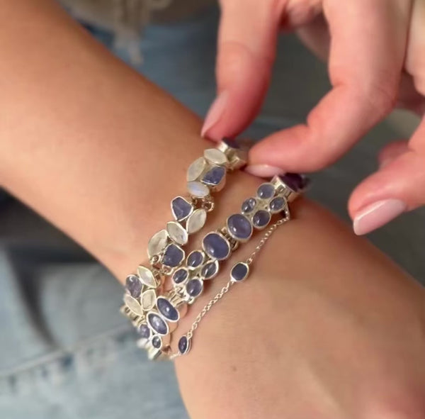 Deluxe Sterling Silver Tanzanite and Moonstone Bracelet