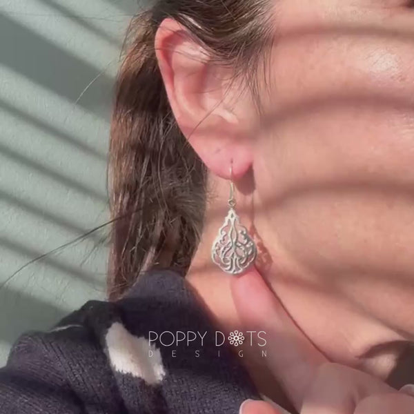 Sterling Silver Lace Teardrop Earrings