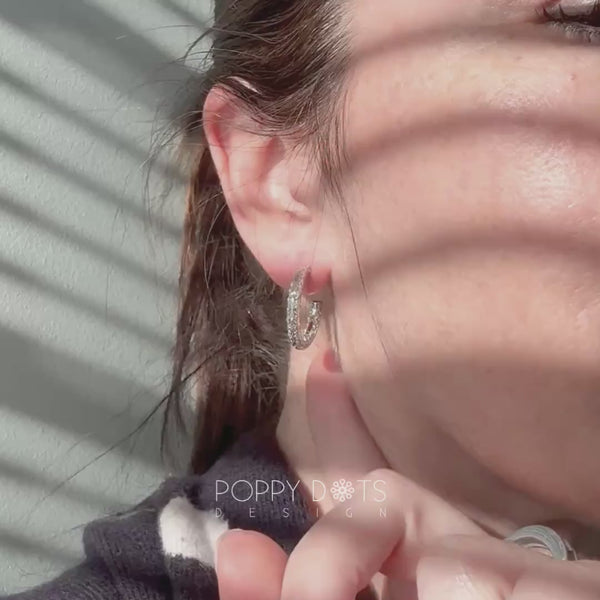Sterling Silver Crescent Filigree Hoop Earrings