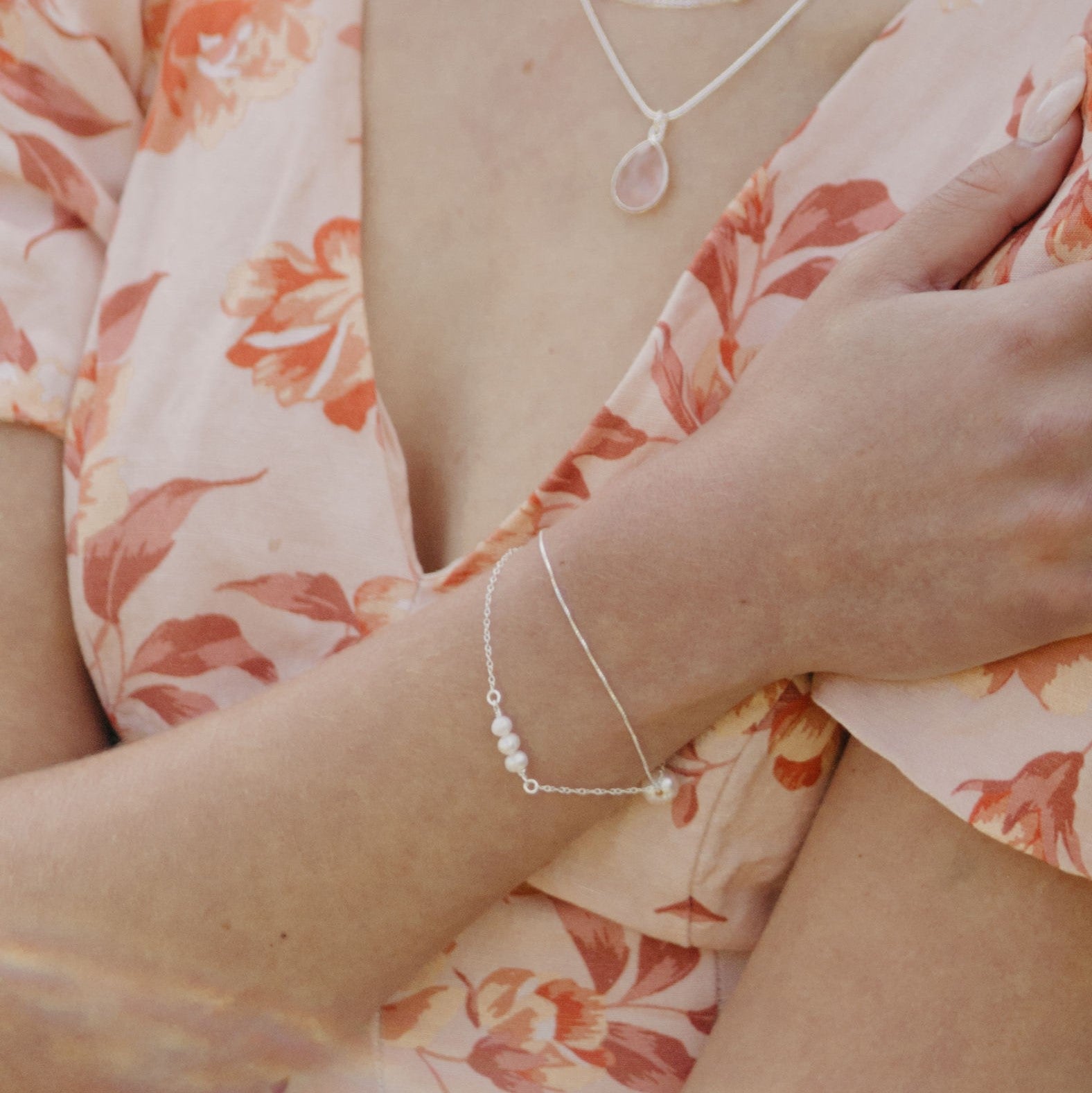 Sterling Silver Triple Pearl Bracelet
