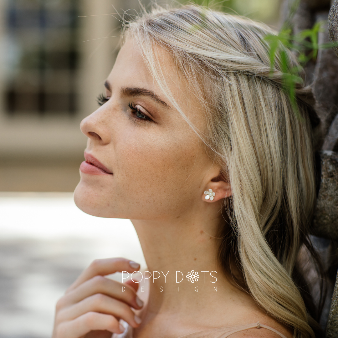 Sterling Silver Pearl Blossom Studs