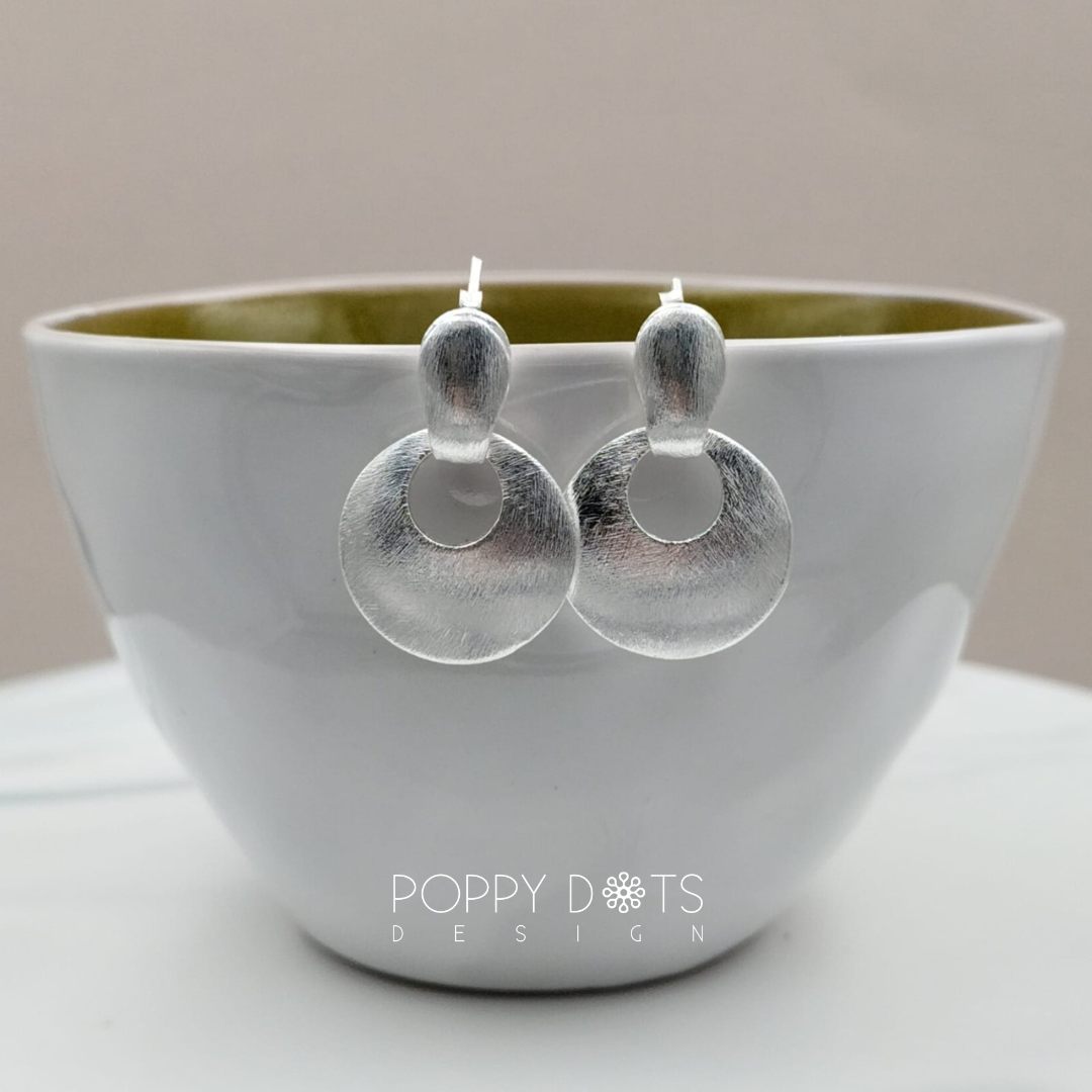 Sterling Silver Brushed Circle Studs