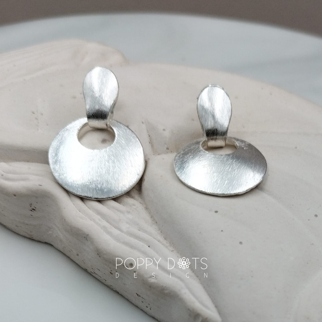 Sterling Silver Brushed Circle Studs